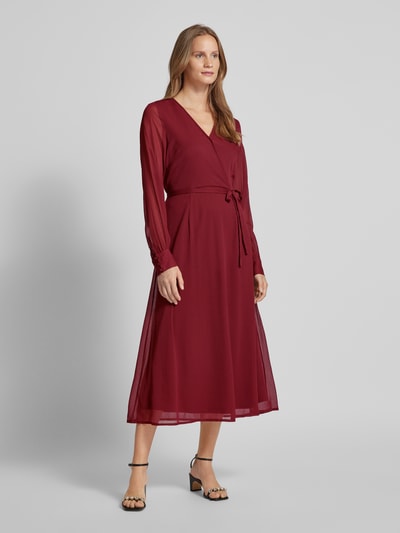 Vila Midikleid mit V-Ausschnitt Modell 'FALIA' Bordeaux 1