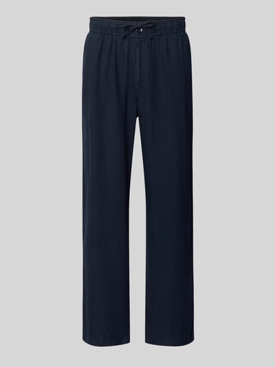 Produktfoto, Leinenhose mit elastischem Bund von MCNEAL, Herren, Regular-Fit, reine Leinen, Tunnelzug, Bundweite 44 cm, Innenbeinlänge 77 cm, dunkelblau, glatte Oberfläche, klare Linien