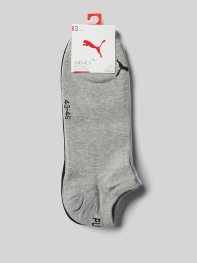 Produktfoto, Sneakersocken mit Logo im 3er-Pack von PUMA für Herren aus Baumwoll-Mix mit Stretch-Anteil, Körpernahe Passform, graue Textur