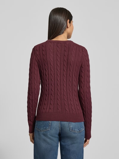 Jake*s Casual Bluzka z długim rękawem o kroju slim fit z imitacji dzianiny Oberżynowy 5