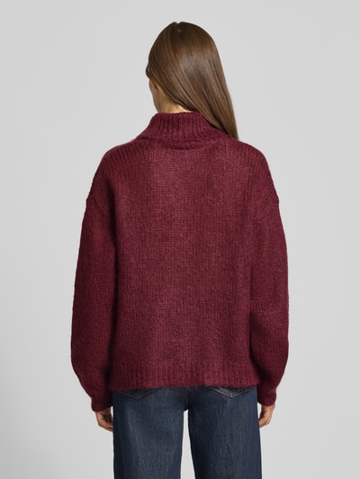 YAS Oversized gebreide pullover met ribboorden, model 'LAMBI' Bordeaux - 5