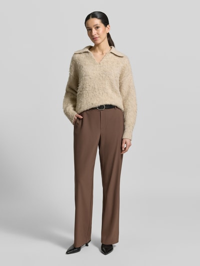 MOS MOSH BROEK van Viscosemix Model 'Bai Roy' Chocoladebruin gemêleerd - 1