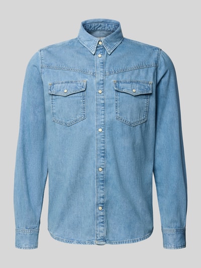 Produktfoto, Regular Fit Jeanshemd aus reiner Baumwolle Modell 'BROOKS' von Pepe Jeans, Denim-Optik, Kentkragen, Druckknöpfe, Brusttaschen