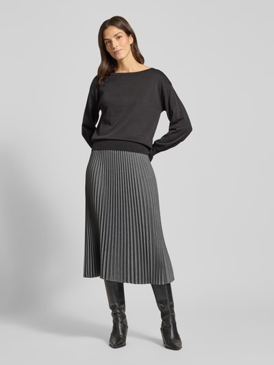 comma Midirok met plissévouwen en elastische band Antraciet - 1