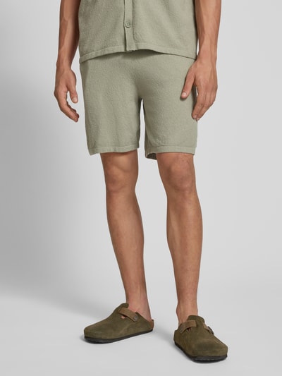 Only & Sons Regular fit sweatshorts met structuurmotief, model 'FRANKIE' Lichtgroen - 4