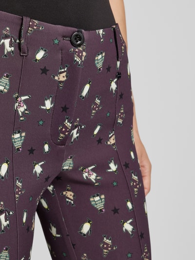 Marc Cain Stoffen broek met knoop- en ritssluiting Aubergine - 3