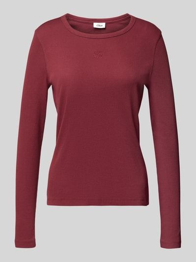 s.Oliver RED LABEL Slim Fit Langarmshirt in Ripp-Optik Bordeaux 2