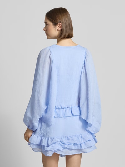 Gina Tricot Minikleid mit Rüschenbesatz Hellblau 5