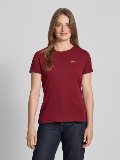BOSS Orange Regular fit T-shirt van puur katoen, model 'ESOGO' Bordeaux - 4