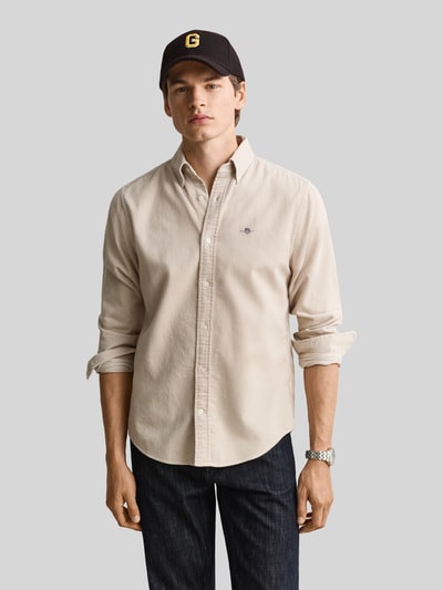 GANT Regular Fit Cordhemd mit Logo-Stitching Beige 4