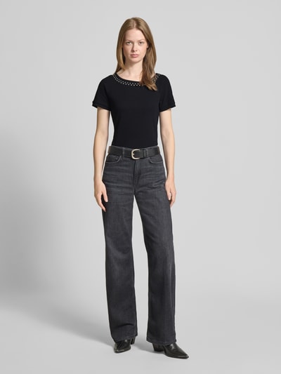 zero T-Shirt mit Nietenbesatz und Rundhalsausschnitt Black 1