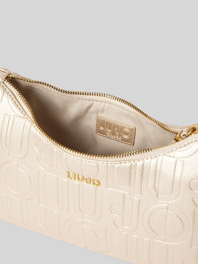 Liu Jo White Handtasche mit Label-Strukturmuster Modell 'ADONIDE' Gold 5