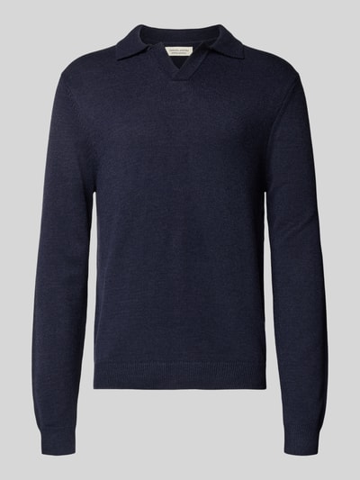 Casual Friday Regular fit shirt met lange mouwen en polokraag, model 'Karl' Donkerblauw - 2