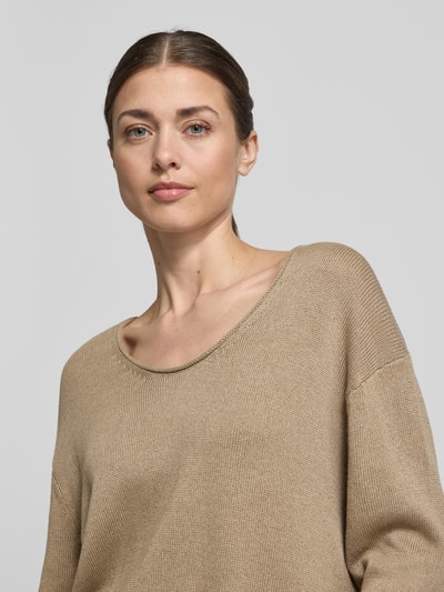 Marc O'Polo Regular Fit Strickpullover aus Baumwoll-Leinen-Mix Beige 3