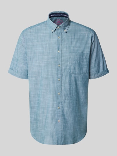 Christian Berg Men Regular Fit Freizeithemd mit Button-Down-Kragen Metallic Gruen 2