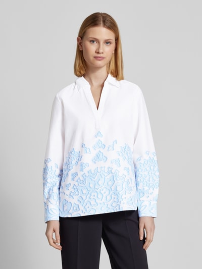 comma Relaxed Fit Bluse mit V-Ausschnitt Bleu 4