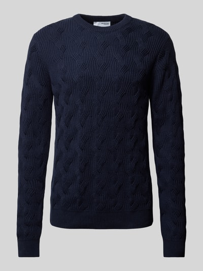 SELECTED HOMME Strickpullover mit Strukturmuster Modell 'CALLIS' Dunkelblau 2