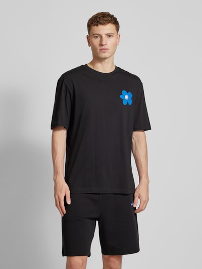 Hugo Blue T-Shirt mit Label- und Motiv-Print Modell 'Noretto' Black 4