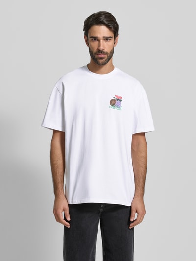 Les Deux T-shirt met labelprint en ronde hals Wit - 4