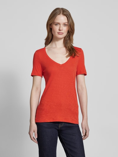 Marc O'Polo Slim fit T-shirt van puur katoen met V-hals Oranje - 4