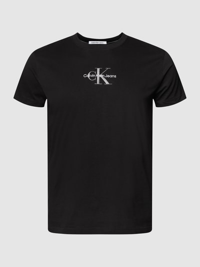 CK Jeans Plus PLUS SIZE T-Shirt mit Logo-Stitching Modell 'PLUS MONOGRAM LOGO' Black 2