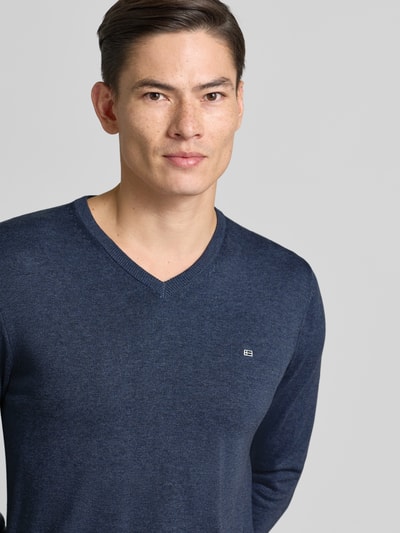 Christian Berg Men Gebreide pullover met V-hals Metallic blauw gemêleerd - 3