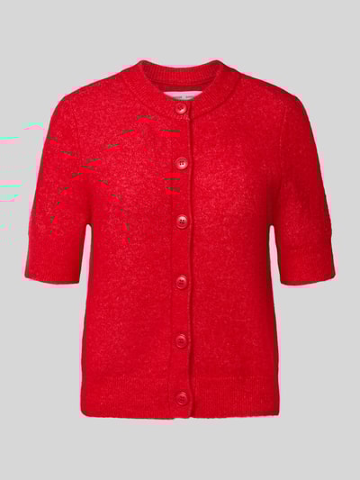 Samsøe Samsøe Kardigan z mieszanki wełny z rękawem o dł. 1/2 model ‘NOURA’ Czerwony 2