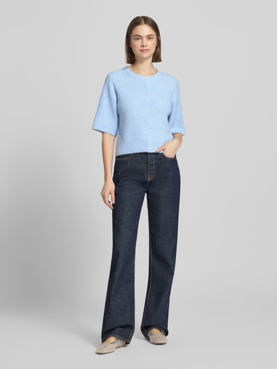 PIECES Regular Fit Strickjacke mit Woll-Anteil Modell 'SILLY' Hellblau Melange 1