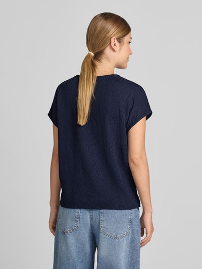 Christian Berg Woman T-Shirt mit Strukturmuster und Rundhalsausschnitt Dunkelblau 5