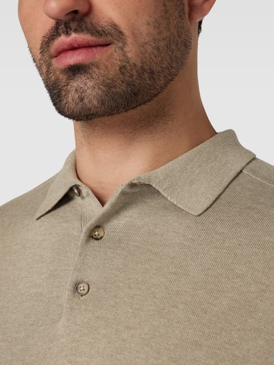 SELECTED HOMME Poloshirt mit kurzer Knopfleiste Modell 'BERG' Oliv Melange 3