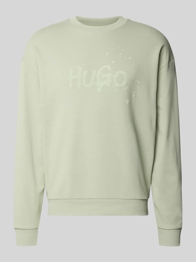 Produktfoto, Regular Fit Sweatshirt aus reiner Baumwolle Modell 'NIEROFIX_CREW' von Hugo Blue in Unifarben mit Label-Print, Rundhals, Langarm, Sweatstruktur