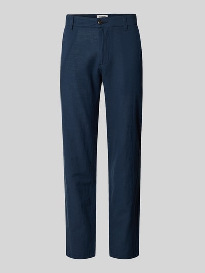 Productfoto, Tapered Fit Hose mit Eingrifftaschen Modell 'STACE' van Jack & Jones, katoenmix, donkerblauw, context: heren broek, tapered fit, steekzakken, taillewijdte maat 32/32: 45 cm, binnenbeenlengte maat 32/32: 77 cm.
