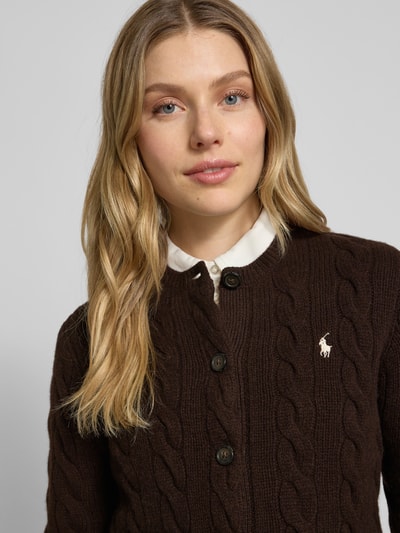 Polo Ralph Lauren Kurtka z dzianiny z mieszanki wełny i kaszmiru ze ściegiem warkoczowym Ciemnobrązowy 3