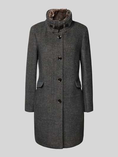 Christian Berg Woman Selection Regular fit lange jas met wol Antraciet gemêleerd - 2