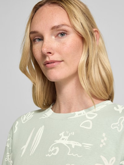 Jake*s Casual T-Shirt mit Allover Muster Mint 3