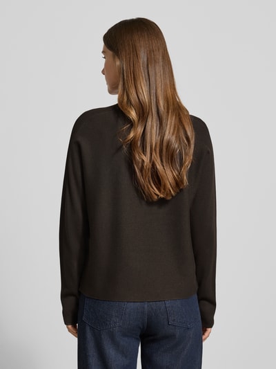 comma Strickpullover aus Viskose-Mix mit Stehkragen Dunkelbraun 5