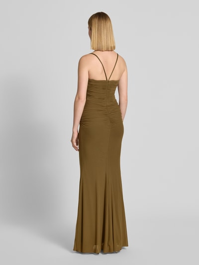 Luxuar Abendkleid mit Raffungen Oliv 5
