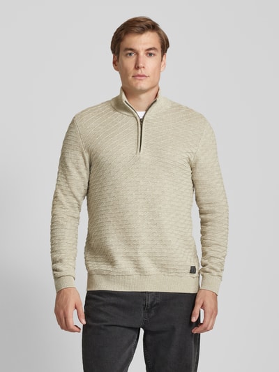 s.Oliver RED LABEL Regular Fit Pullover aus reiner Baumwolle mit Strukturmuster Sand 4