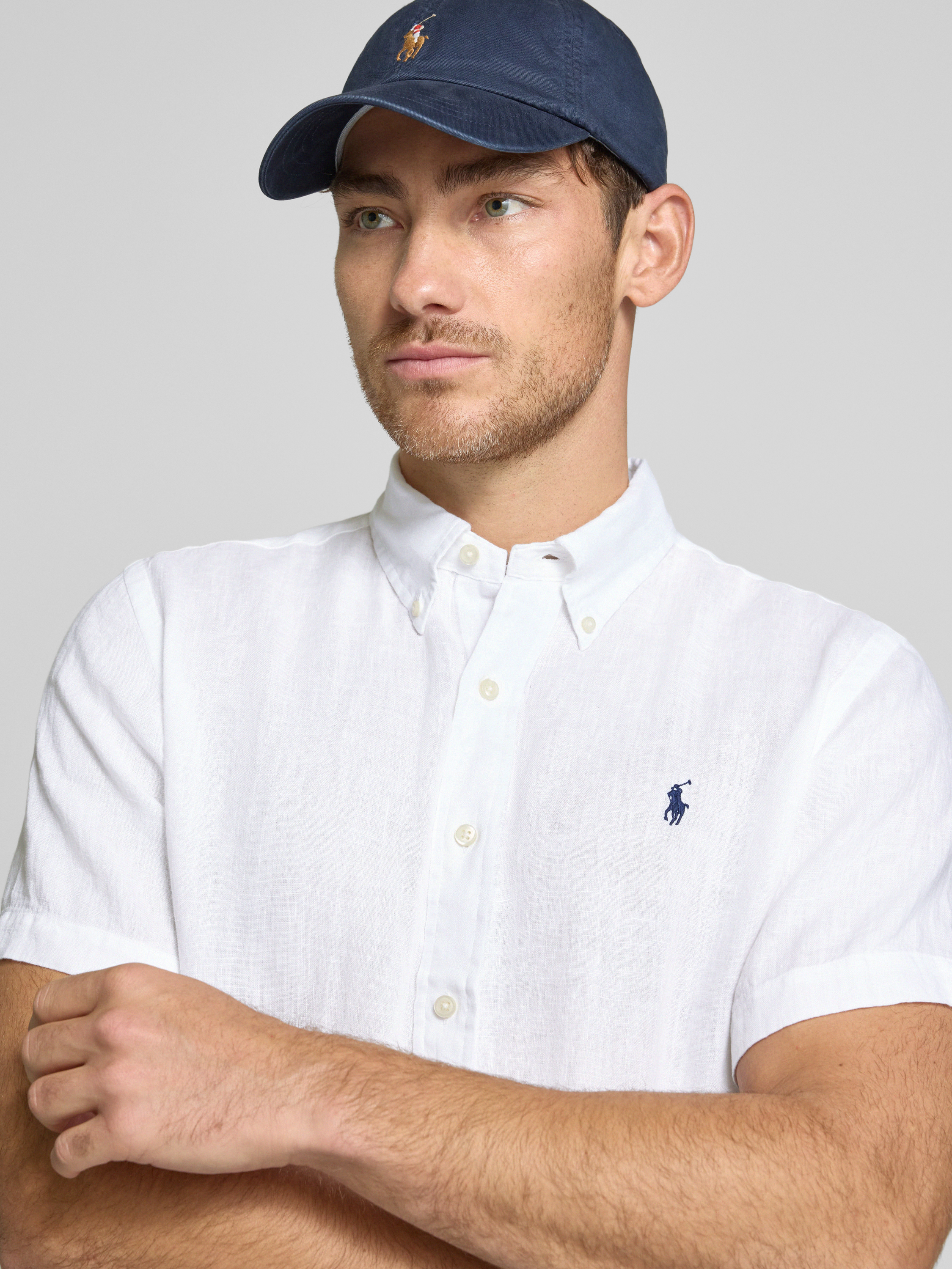 Polo Ralph Lauren Custom Fit Leinenhemd mit Button-Down-Kragen Beige 3