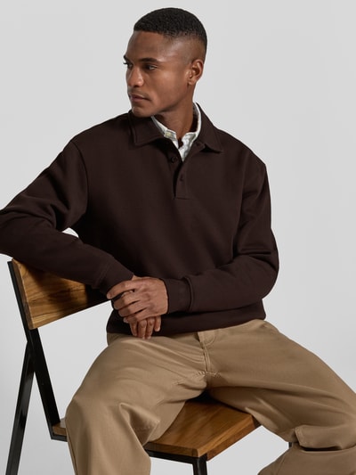 MCNEAL Poloshirt met ribboorden Chocoladebruin - 3