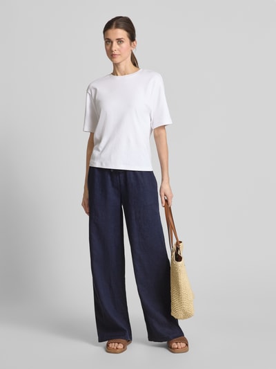 Emily Van den Bergh Wide Leg Leinenhose mit elastischem Bund Marine 1