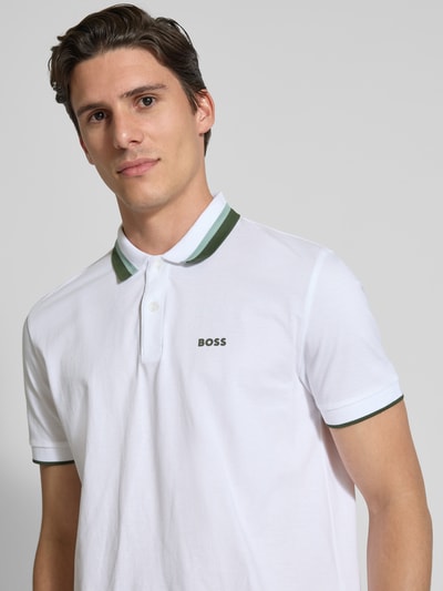BOSS Green Regular fit poloshirt met labelprint, model 'Paddy' Wit - 3