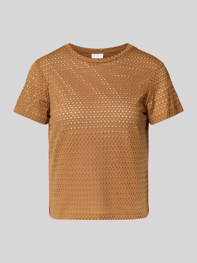 Jake*s Collection T-shirt met gaatjesmotief Middenbruin - 2
