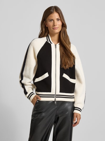 Essentiel Antwerp Regular fit collegejack van materiaalmix, model 'IDOL' Zwart - 4