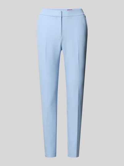 Produktfoto, Slim Fit Hose mit Bügelfalten Modell 'HAGONIA-1' von HUGO, Optik: Unifarben, Logo-Applikation, Haken-Reißverschluss, seitliche Eingrifftaschen vorne