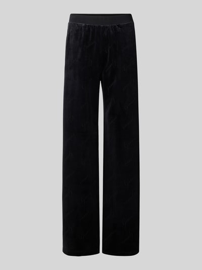 Produktfoto, czarne spodnie dresowe z prostymi nogawkami, elastyczny pas, Mieszanka materiałów z dodatkiem streczu, Straight Fit Sweatpants mit elastischem Bund Modell 'LOREN' von GUESS, dla kobiet