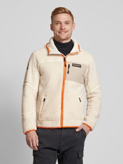 Napapijri Sweatjacke mit Label-Patch Modell 'YUPIK' Sand 4