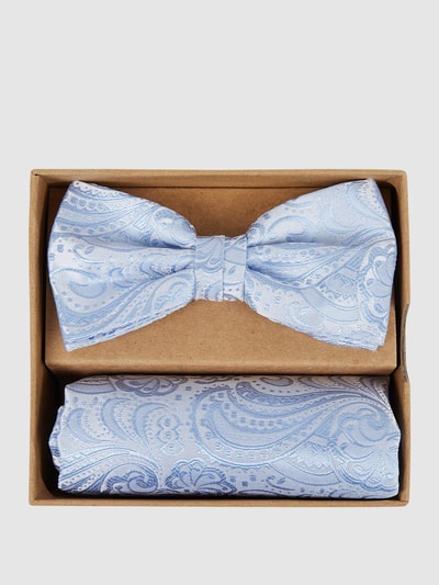 Prince Bowtie Fliege und Einstecktuch im Set mit Allover-Muster Bleu 1