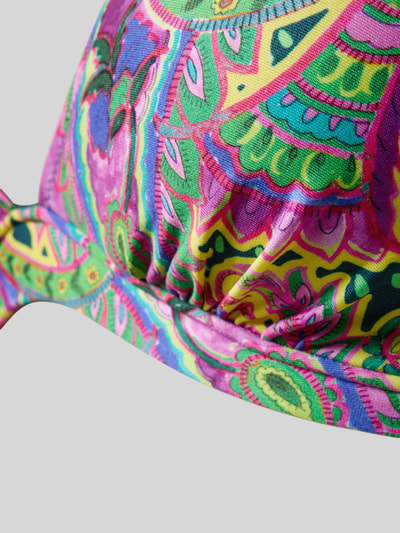 Produktfoto, Bikini-Oberteil mit Allover-Paisley-Print Modell 'Lise' von Marie Jo z elastycznej mieszanki materiałów, nadruk paisley, wytłoczone logo