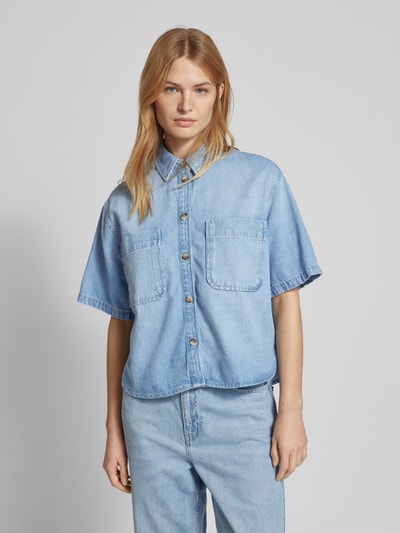 JAKE*S STUDIO WOMAN Jeansblouse met borstzakken Lichtblauw gemêleerd - 4